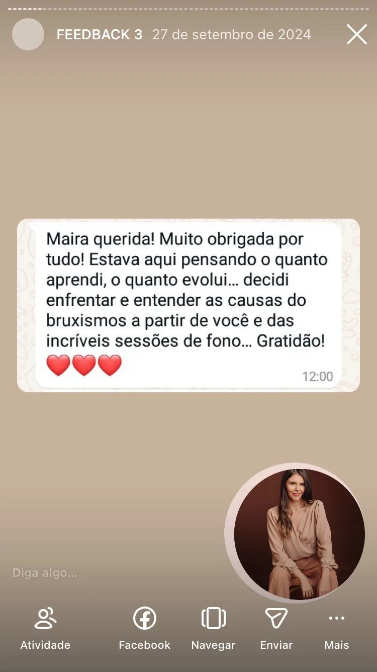 Depoimento de paciente sobre o tratamento com a Dra. Maira