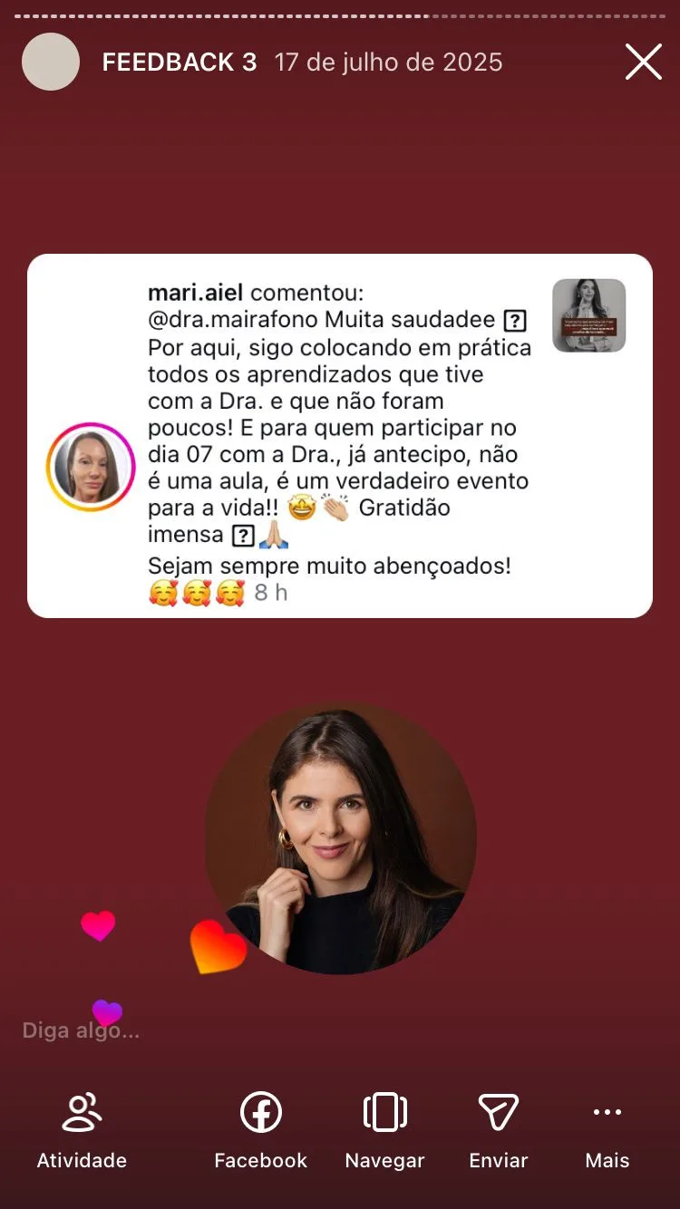 Depoimento de paciente sobre o tratamento com a Dra. Maira